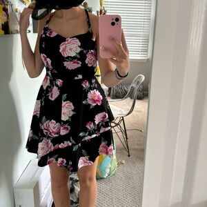 BLACK FLORAL PARTY DRESS